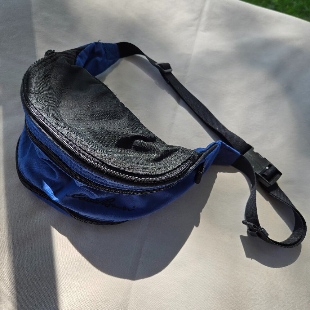 Vintage 90s Eddie Bauer blue and black fanny pack